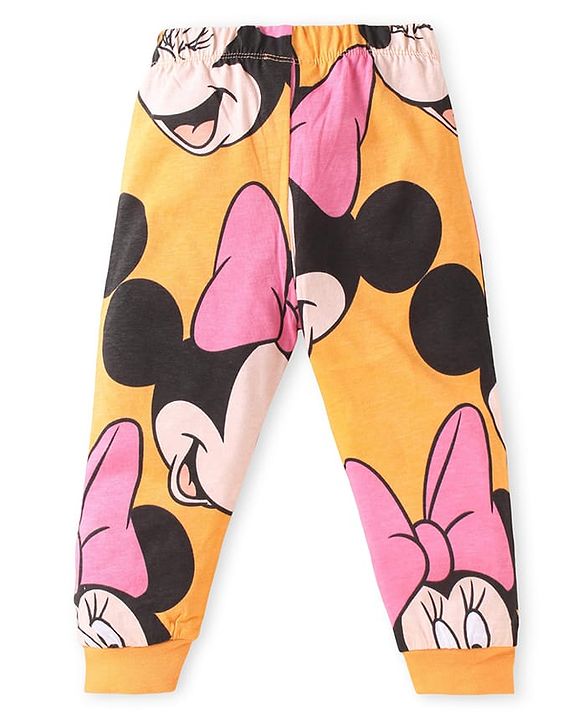 Babyhug Disney Single Jersey Knit Full Sleeves Night Suit with Minnie Mouse Graphics - Orange