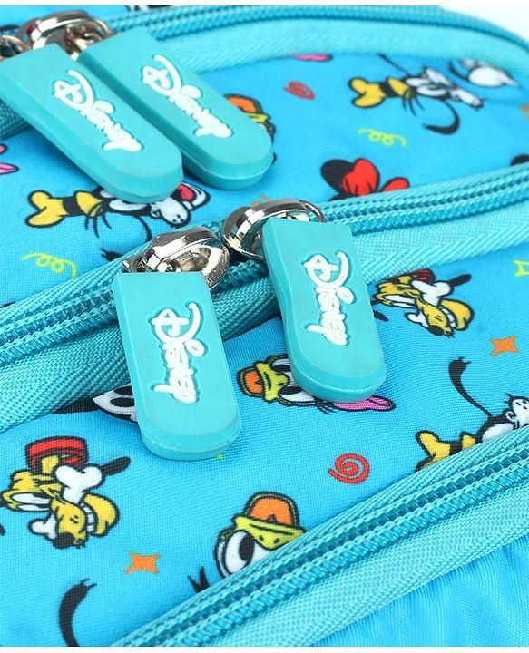 Babyhug Disney Mickey Mouse School Backpack|2 Main Compartments, 2 Front Pockets, 2 side Bottle Pockets|Water Resistant|Long lasting and Durable Zippers | Comfortable back cushioning | For School, Travel and Outdoors|Blue- 15.8 inches