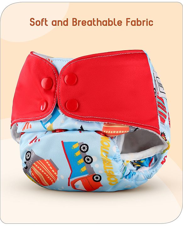 Babyhug Reusable Cloth Diaper with Contrast Flap and without Insert (Shell Only) Pack of 5 Free Size (Color May Vary)