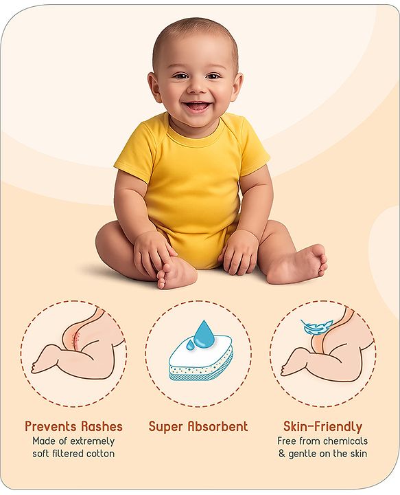 Babyhug Reusable Cloth Diaper with Contrast Flap and without Insert (Shell Only) Pack of 5 Free Size (Color May Vary)