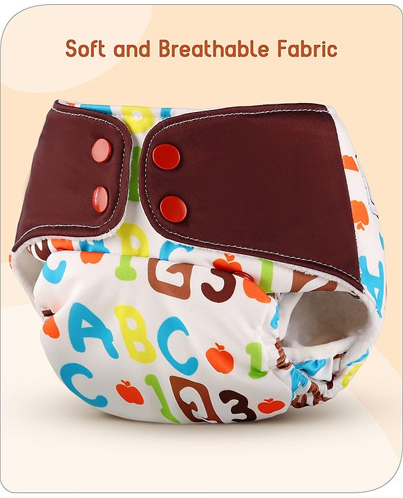 Babyhug Free Size Reusable Cloth Diaper With Inserts & Contrast Flap Pack of 3 - Blue & Brown