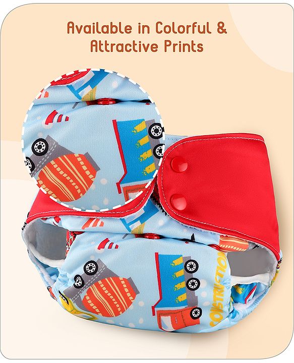 Babyhug Free Size Reusable Cloth Diaper With Inserts & Contrast Flap Pack of 3 - Blue & Brown