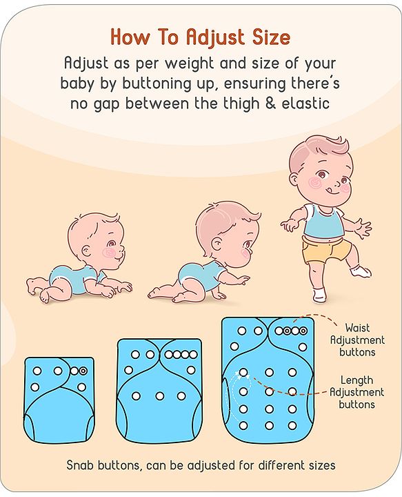 Babyhug Free Size Reusable Cloth Diaper With Inserts & Contrast Flap Pack of 3 - Blue & Brown