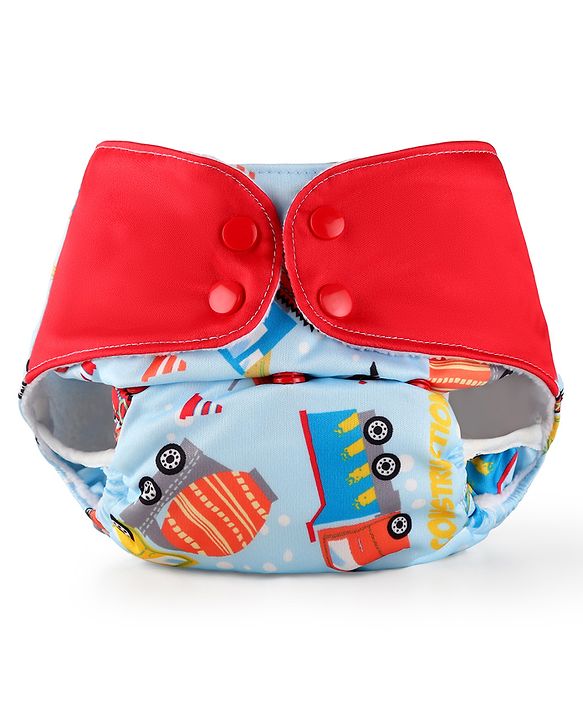 Babyhug Free Size Reusable Cloth Diaper With Inserts & Contrast Flap Pack of 3 - Blue & Brown