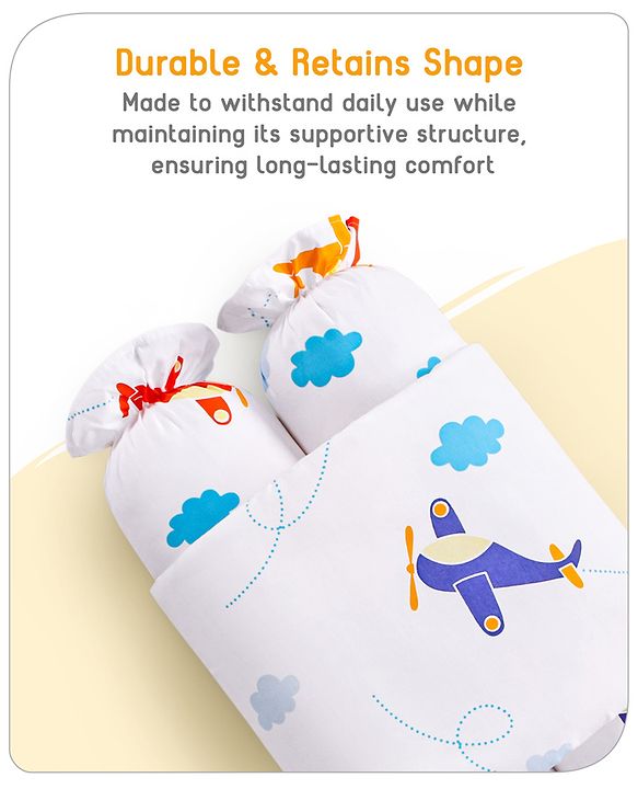 Babyhug Baby Anti Roll Side Bolsters Aeroplane Theme  - White