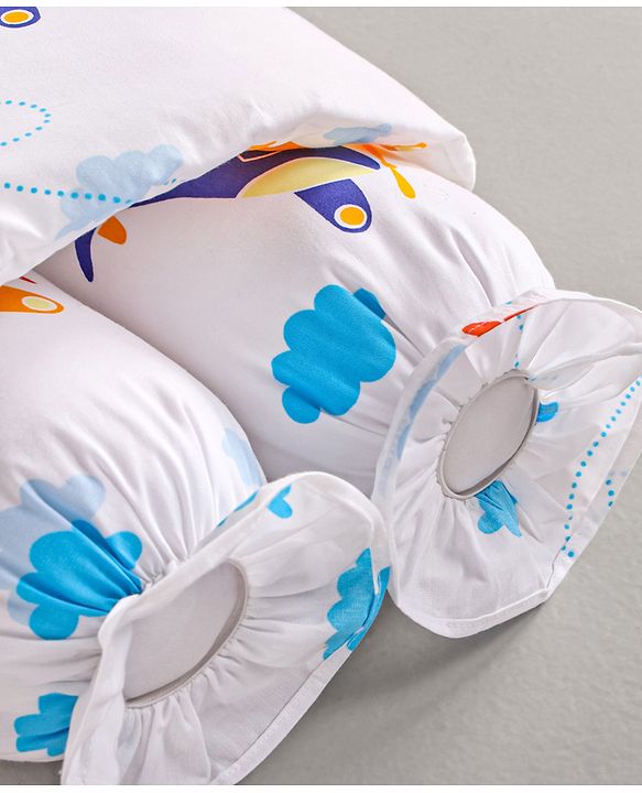 Babyhug Baby Anti Roll Side Bolsters Aeroplane Theme  - White