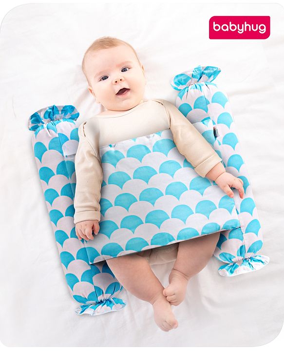 Babyhug Baby Anti Roll Side Bolsters Aeroplane Theme  - White