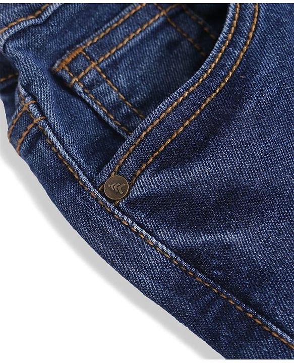 Pine Kids Denim Woven Full Length Washed Jeans  -Navy Blue