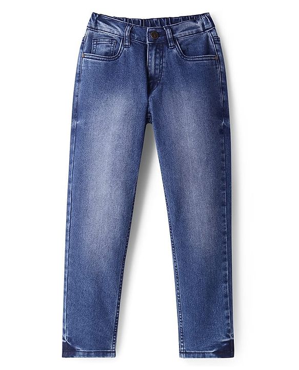 Pine Kids Denim Woven Full Length Washed Jeans  -Navy Blue