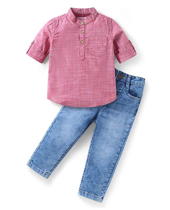 Babyhug 100% Cotton Woven Half Sleeves Regular Collar Shirt Giraffe  Print - Blue main image 0