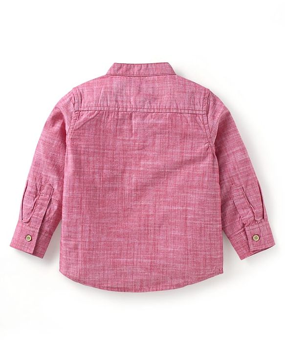 Babyhug Cotton Woven Full Sleeves  Mandarin Collar Shirt & Jeans Set - Red & Blue