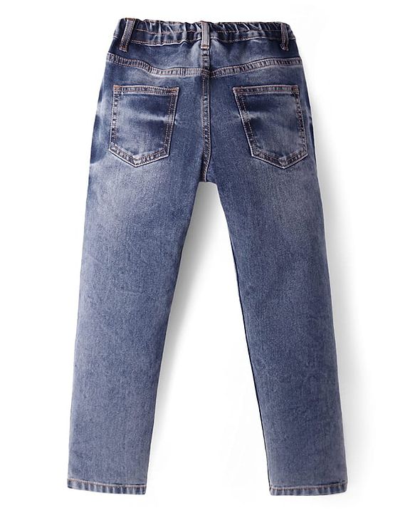 Pine Kids Denim Woven Full Length Washed Jeans - Navy Blue