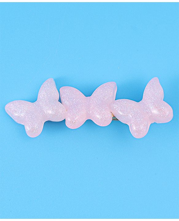 Pine Kids Free Size Hair Pins & Clips with Butterfly Applique Pack of 3 - Light Pink
