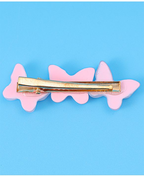 Pine Kids Free Size Hair Pins & Clips with Butterfly Applique Pack of 3 - Light Pink
