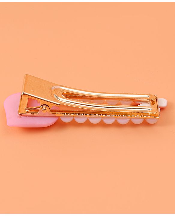 Pine Kids Free Size Hair Pins & Clips with Heart Applique Pack of 2 - Pink