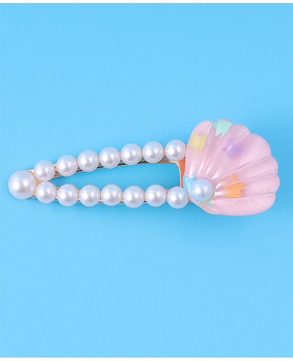 Pine Kids Free Size Hair Pins & Clips with Sea Shell Applique Pack of 3 - Light Pink