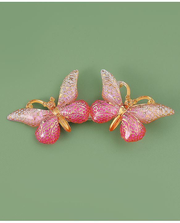 Pine Kids Hair Pins & Clips with Butterfly Applique Pack of 5 - Pink