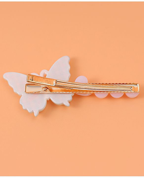 Pine Kids Free Size Hair Pins & Clips with Butterfly Applique Pack of 5 - Pink