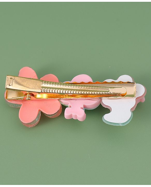 Babyhug Free Size Hair Pins And Clips With Floral Applique Pack of 5 - Multicolor