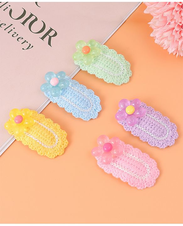 Babyhug Free Size Snap Clips With Floral Applique Pack of 5 - Multicolor