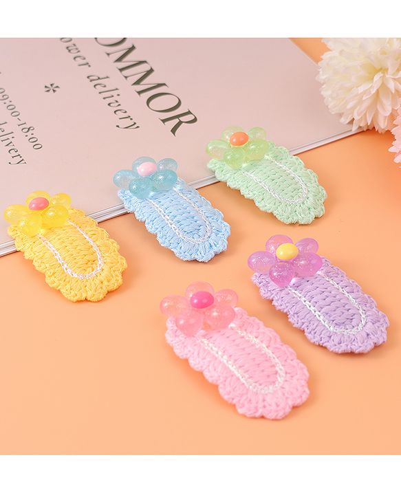 Babyhug Free Size Snap Clips With Floral Applique Pack of 5 - Multicolor