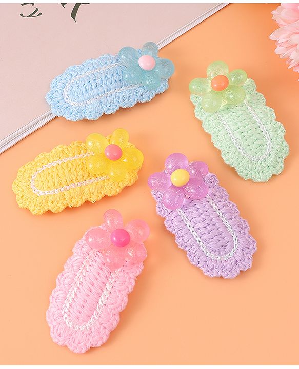Babyhug Free Size Snap Clips With Floral Applique Pack of 5 - Multicolor