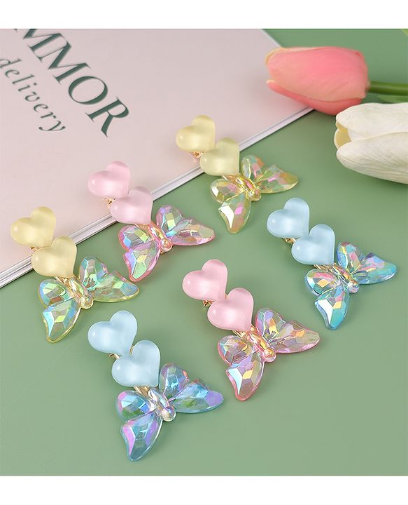Pine Kids Butterfly Applique Hair Pins & Clips - Pink Yellow & Blue