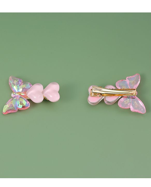 Pine Kids Butterfly Applique Hair Pins & Clips - Pink Yellow & Blue