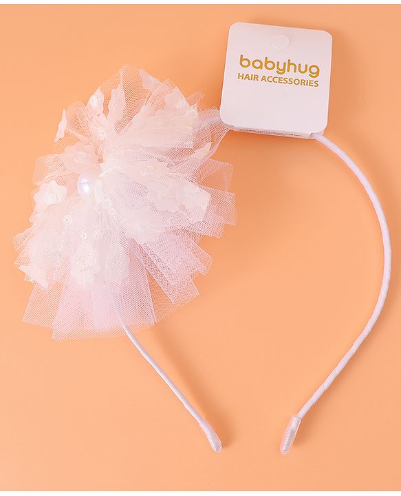 Babyhug Floral Applique Hair Band -  White
