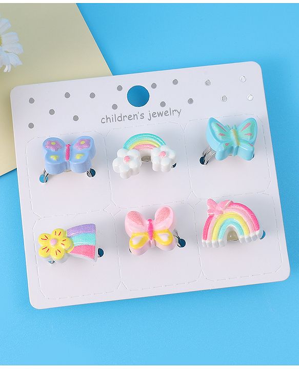 Babyhug Unicorn & Butterfly Designed Finger Rings Pack of 6 - Blue