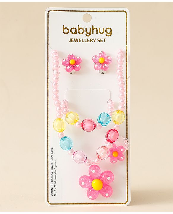 Babyhug Jewellery Set with Floral Motif Free Size - Pink