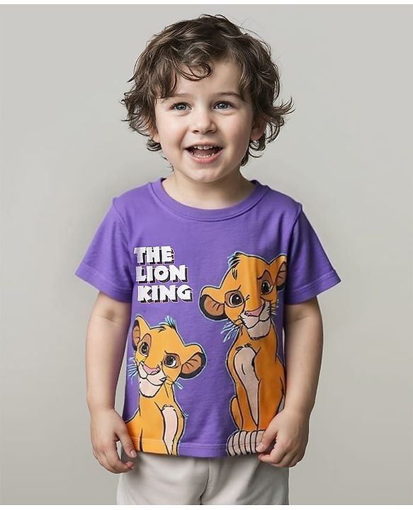Babyhug Disney Single Jersey Knit Half Sleeve T-Shirt With Simba Graphic - Purple