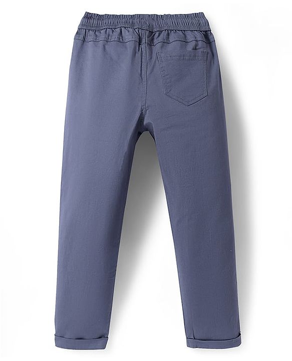 Pine Kids Cotton Woven Full Length  Solid Color Trouser - Grey