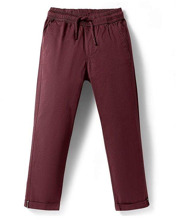 Pine Kids Cotton Woven Full Length  Solid Color Trouser - Grey