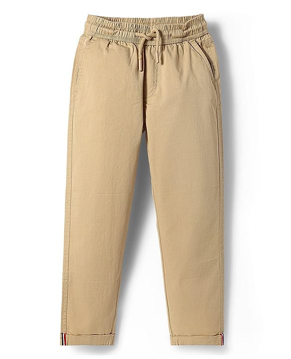 Pine Kids Cotton Woven Full Length  Solid Color Trouser - Grey