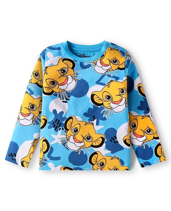 Babyhug Disney Full Sleeves Nightsuit Set With Simba Graphics - Blue