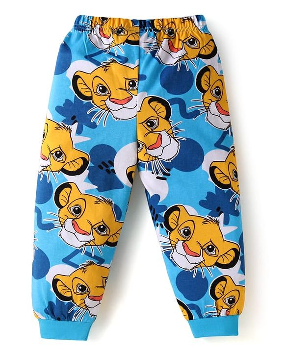 Babyhug Disney Full Sleeves Nightsuit Set With Simba Graphics - Blue