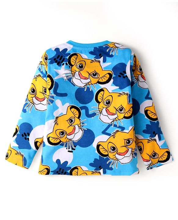 Babyhug Disney Full Sleeves Nightsuit Set With Simba Graphics - Blue