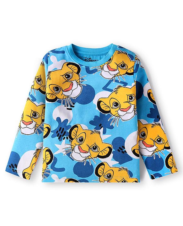 Babyhug Disney Full Sleeves Nightsuit Set With Simba Graphics - Blue