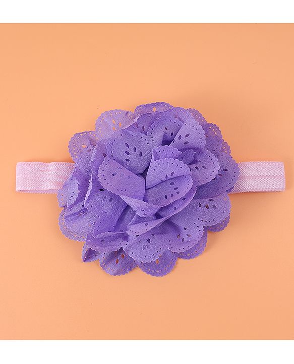 Babyhug Free Size Headbands With Floral Applique Pack Of 2 - Purple & White