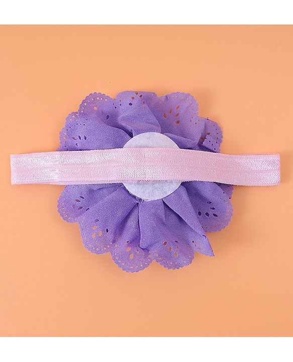 Babyhug Free Size Headbands With Floral Applique Pack Of 2 - Purple & White