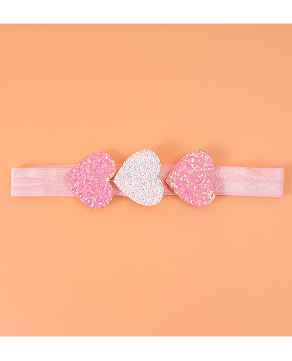 Babyhug Free Size Headbands With Floral Bow & Heart Applique Pack Of 3 - Pink