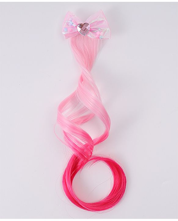 Babyhug Bow Clip Hair Extensions With Ombre Effect - Pink & Fuchsia