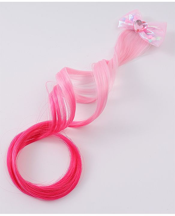Babyhug Bow Clip Hair Extensions With Ombre Effect - Pink & Fuchsia