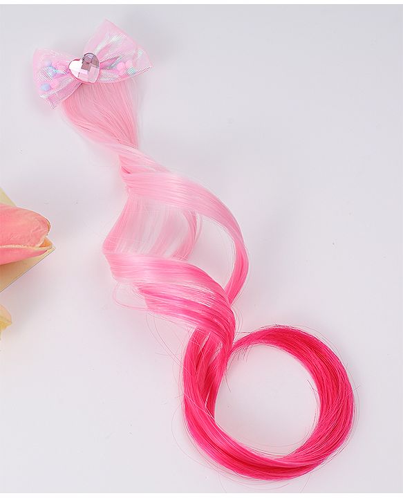 Babyhug Bow Clip Hair Extensions With Ombre Effect - Pink & Fuchsia