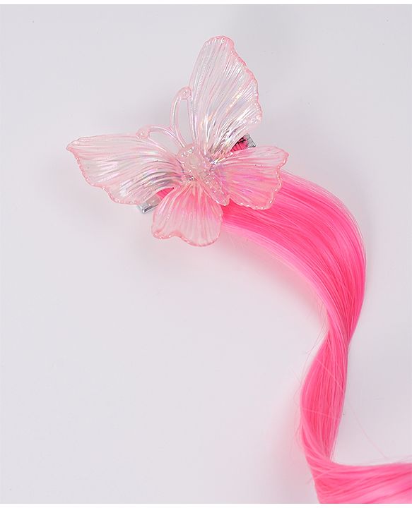 Pine Kids Butterfly Clip Hair Extensions - Blue & Pink