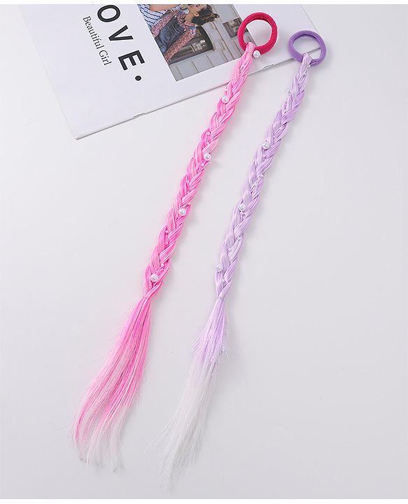 Pine Kids Free Size Braided Hair Extensions - Fuchsia & Purple