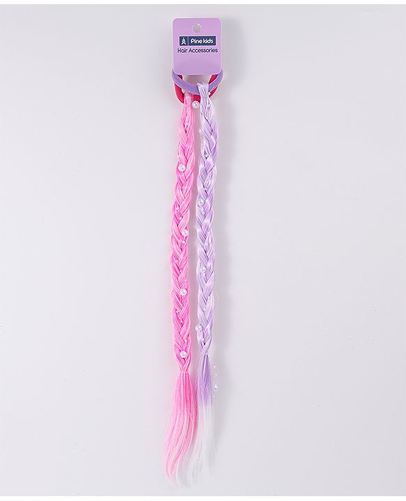 Pine Kids Free Size Braided Hair Extensions - Fuchsia & Purple