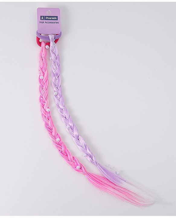 Pine Kids Free Size Braided Hair Extensions - Fuchsia & Purple