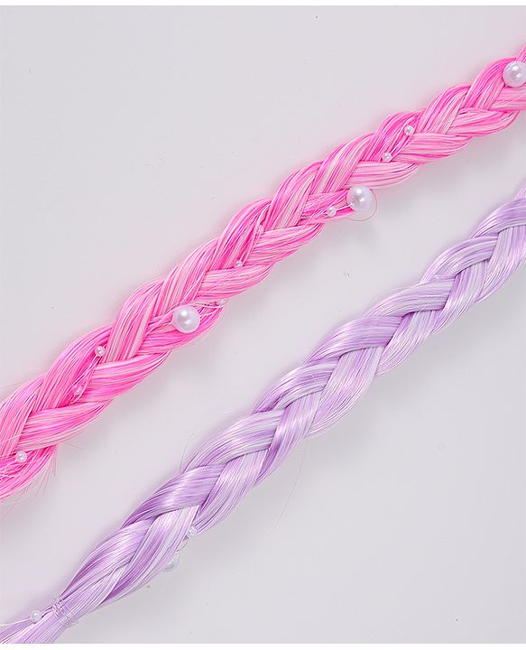 Pine Kids Free Size Braided Hair Extensions - Fuchsia & Purple